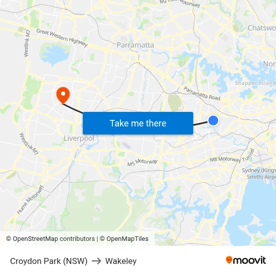 Croydon Park (NSW) to Wakeley map