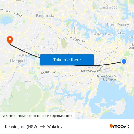 Kensington (NSW) to Wakeley map