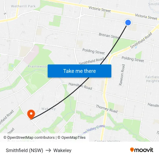 Smithfield (NSW) to Wakeley map