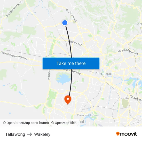 Tallawong to Wakeley map