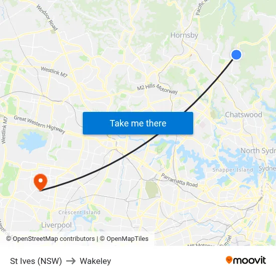 St Ives (NSW) to Wakeley map