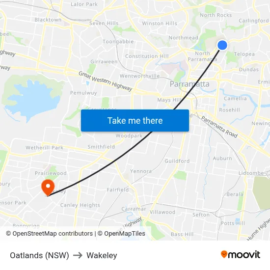 Oatlands (NSW) to Wakeley map