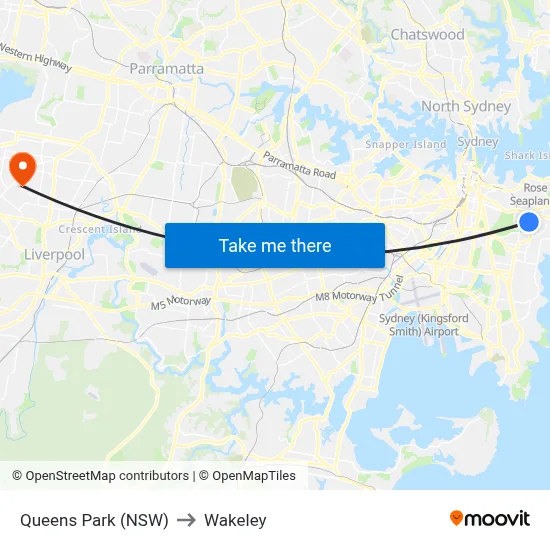 Queens Park (NSW) to Wakeley map