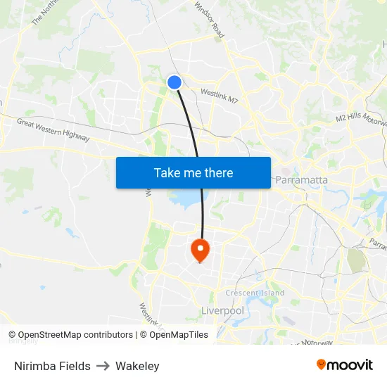 Nirimba Fields to Wakeley map