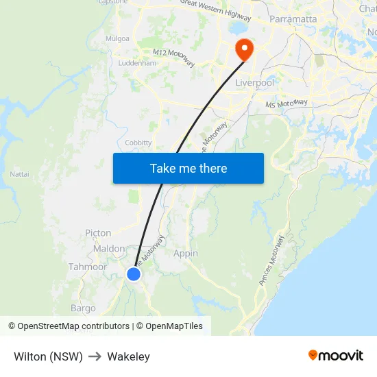 Wilton (NSW) to Wakeley map