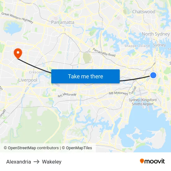 Alexandria to Wakeley map