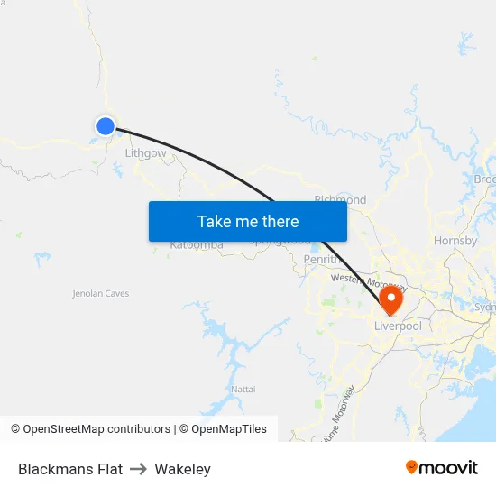 Blackmans Flat to Wakeley map