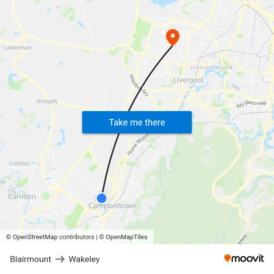 Blairmount to Wakeley map