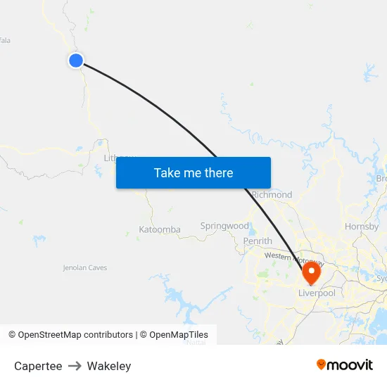 Capertee to Wakeley map