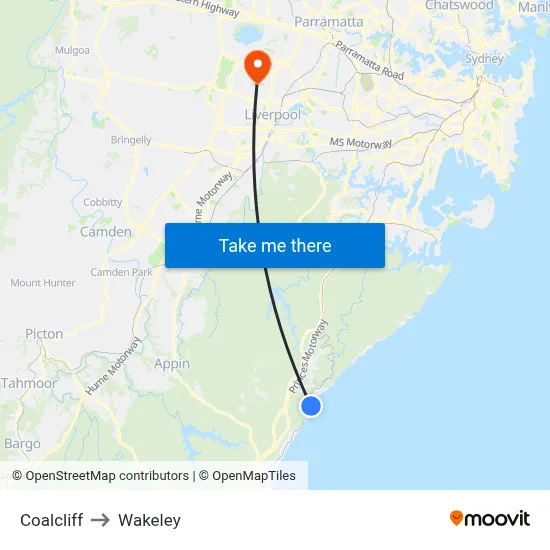 Coalcliff to Wakeley map
