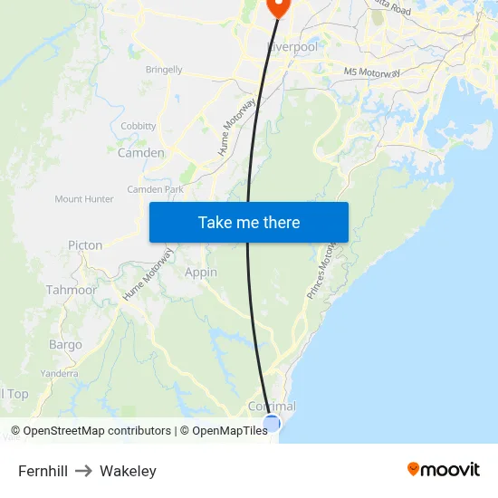 Fernhill to Wakeley map