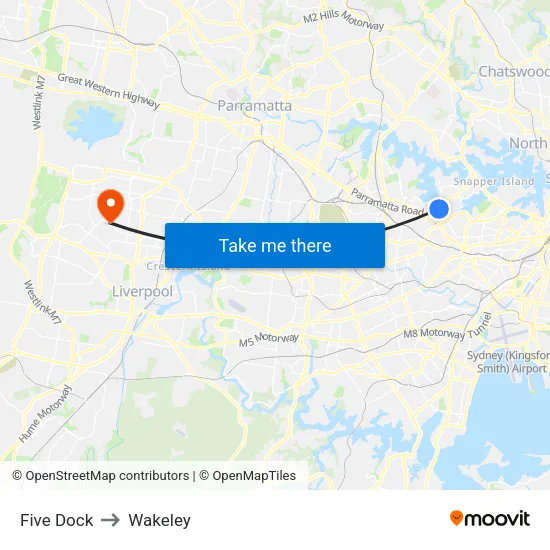 Five Dock to Wakeley map