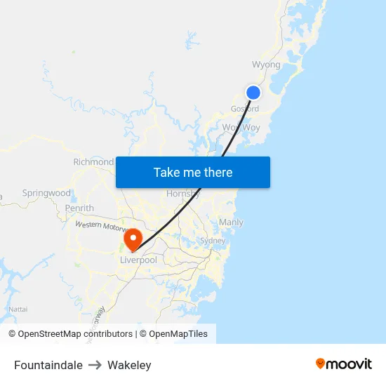 Fountaindale to Wakeley map