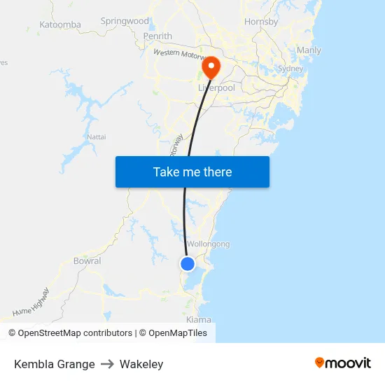 Kembla Grange to Wakeley map