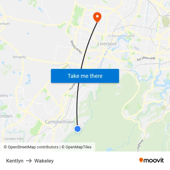 Kentlyn to Wakeley map