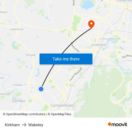 Kirkham to Wakeley map