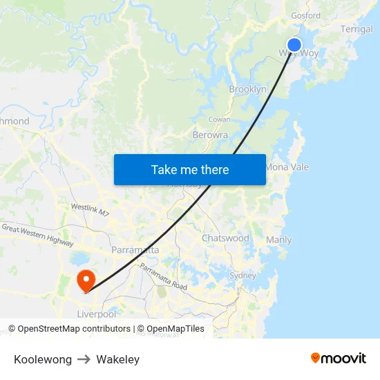 Koolewong to Wakeley map