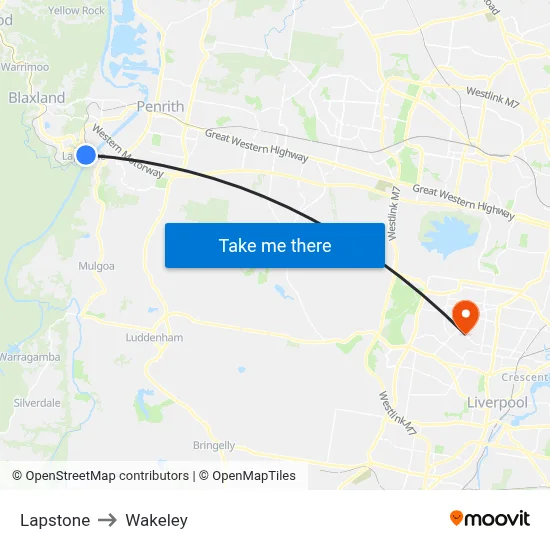 Lapstone to Wakeley map