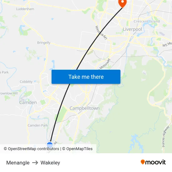 Menangle to Wakeley map
