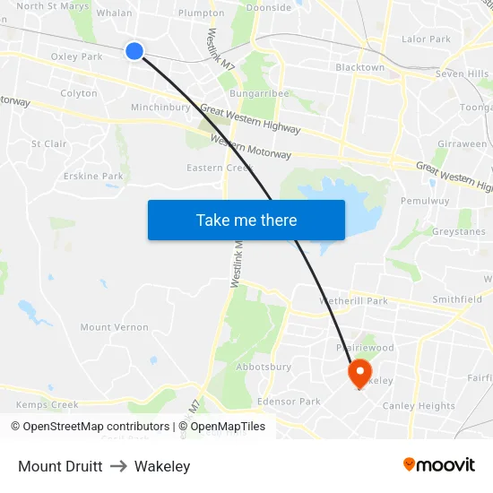 Mount Druitt to Wakeley map