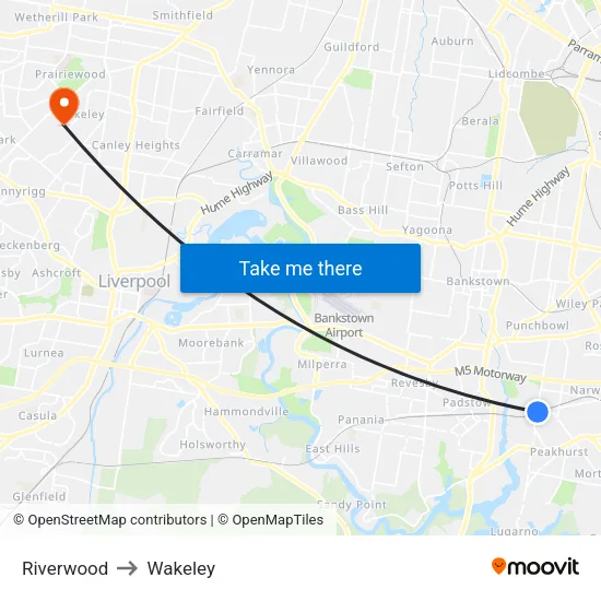 Riverwood to Wakeley map