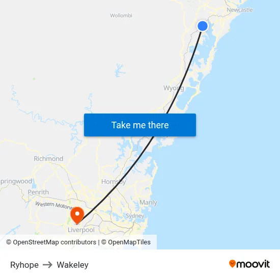 Ryhope to Wakeley map