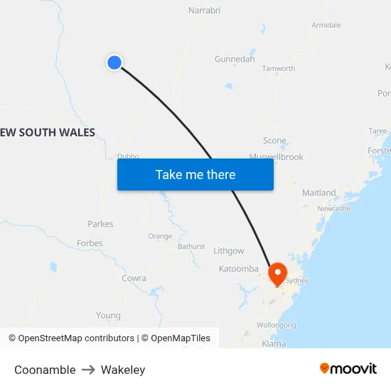 Coonamble to Wakeley map