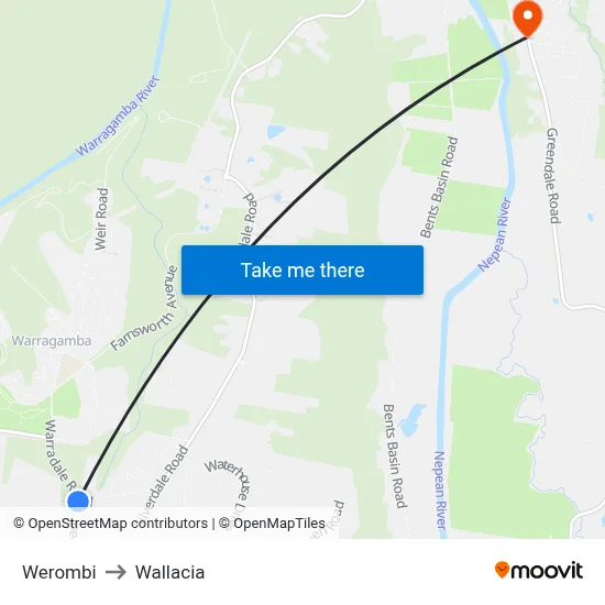 Werombi to Wallacia map