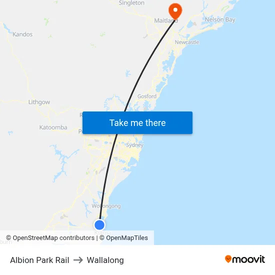 Albion Park Rail to Wallalong map