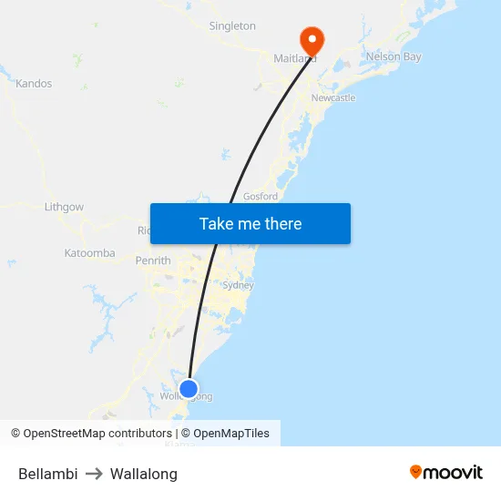 Bellambi to Wallalong map