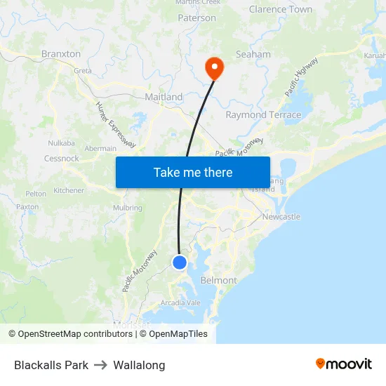 Blackalls Park to Wallalong map