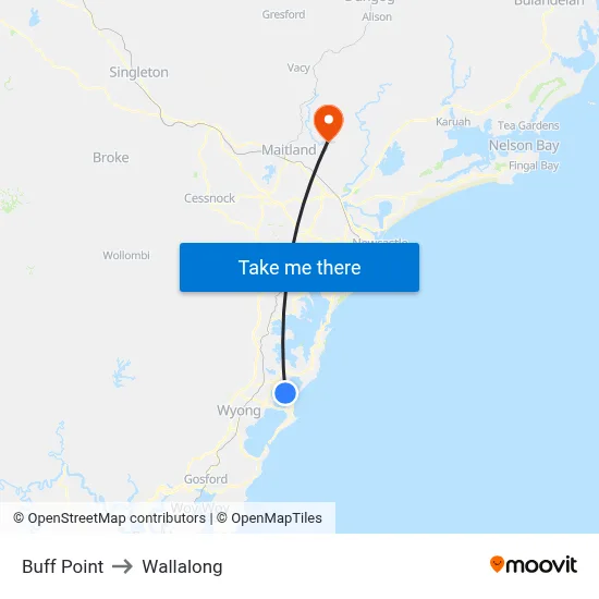 Buff Point to Wallalong map