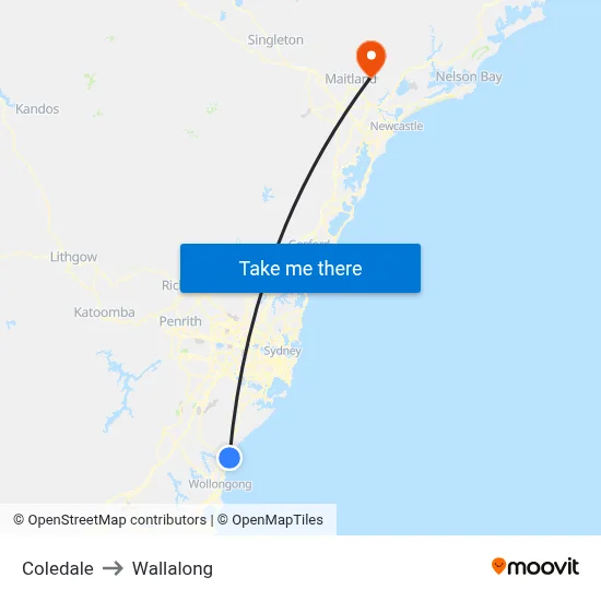 Coledale to Wallalong map