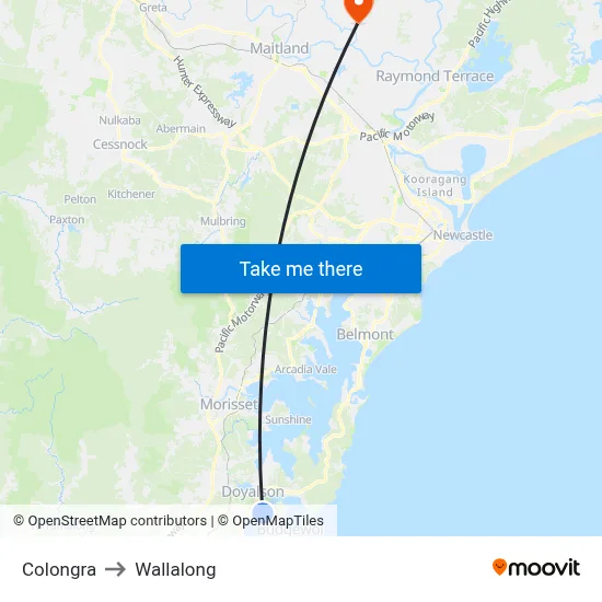 Colongra to Wallalong map