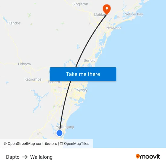 Dapto to Wallalong map