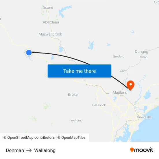 Denman to Wallalong map