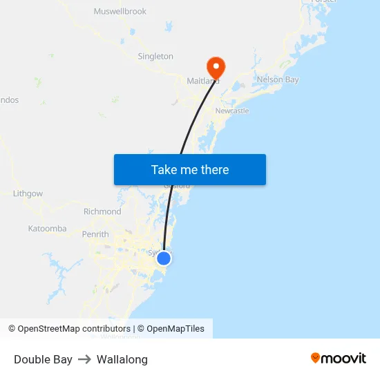 Double Bay to Wallalong map
