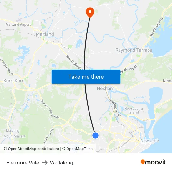 Elermore Vale to Wallalong map