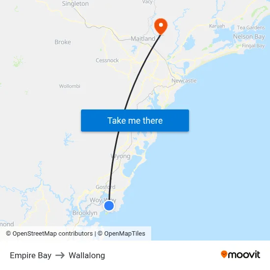 Empire Bay to Wallalong map