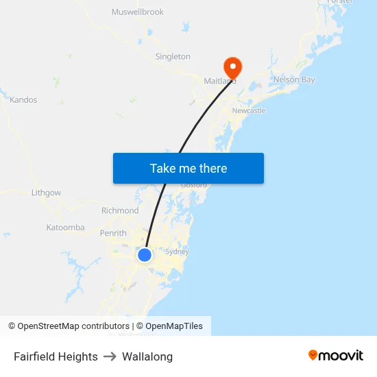Fairfield Heights to Wallalong map