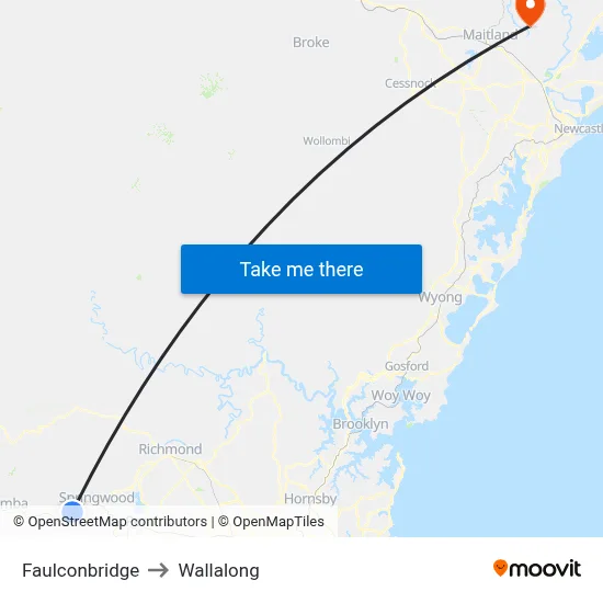 Faulconbridge to Wallalong map