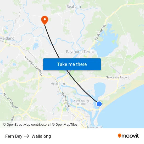 Fern Bay to Wallalong map