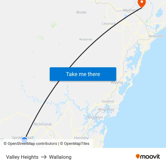 Valley Heights to Wallalong map