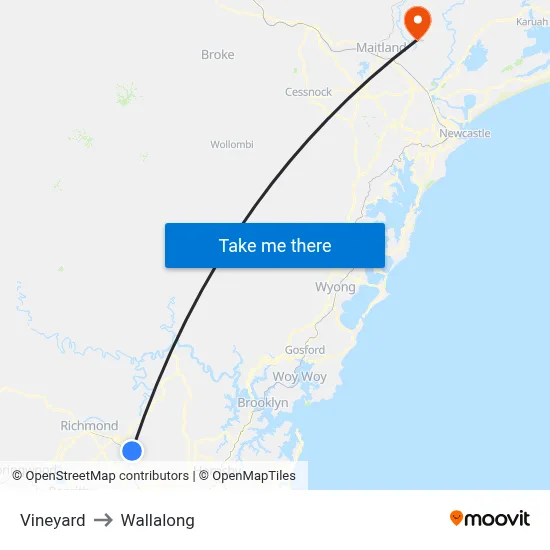 Vineyard to Wallalong map