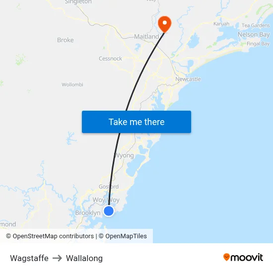 Wagstaffe to Wallalong map