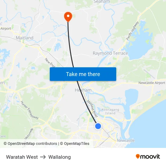 Waratah West to Wallalong map
