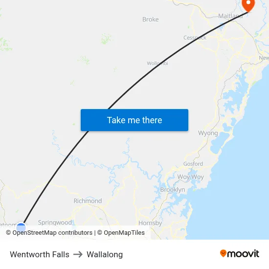 Wentworth Falls to Wallalong map