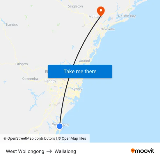 West Wollongong to Wallalong map