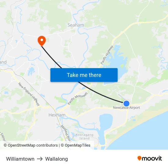 Williamtown to Wallalong map