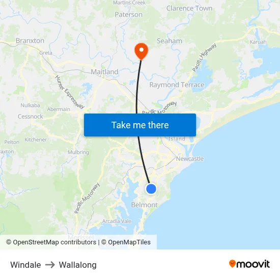 Windale to Wallalong map